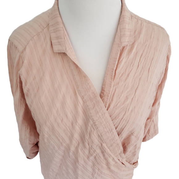 Elan Faux Wrap Style Collared Blouse M/L - Picture 4 of 7